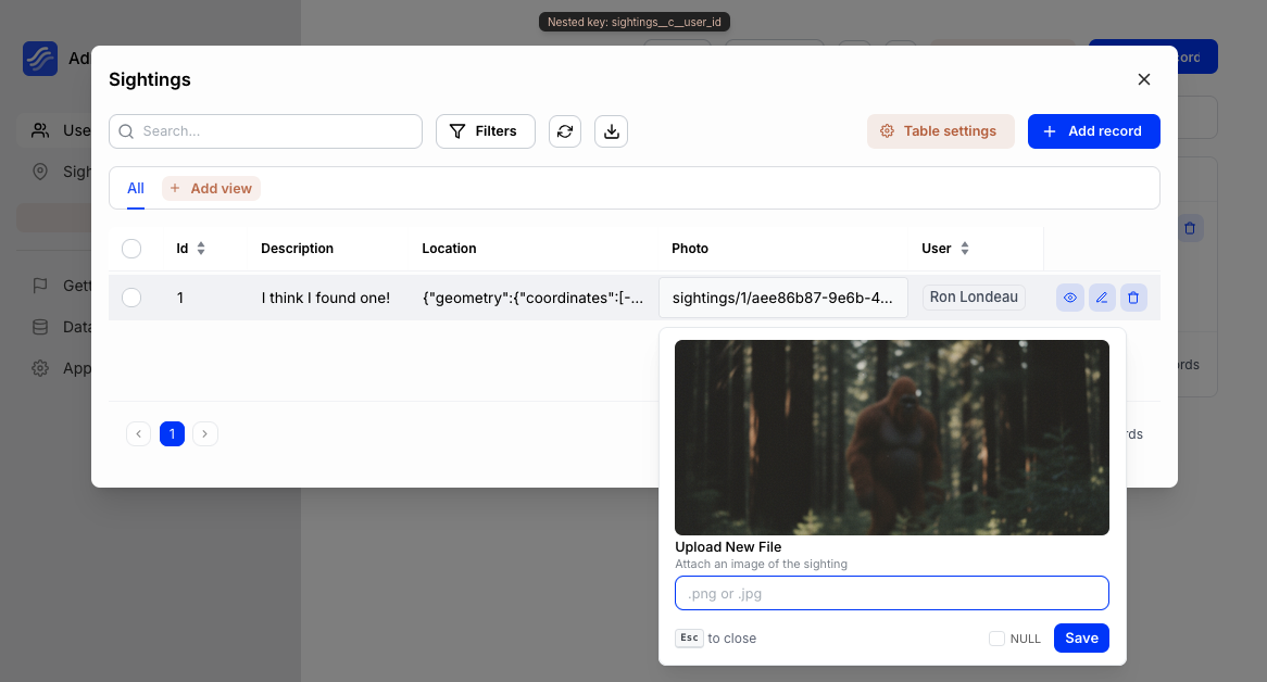 Screenshot of a photo uploader component in Kottster